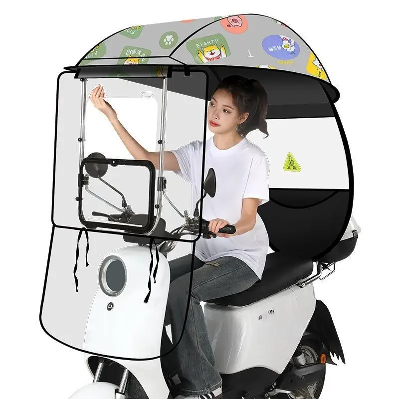 High Quality Universal Sunshade Windproof Waterproof Electric Motorcycle Umbrella
