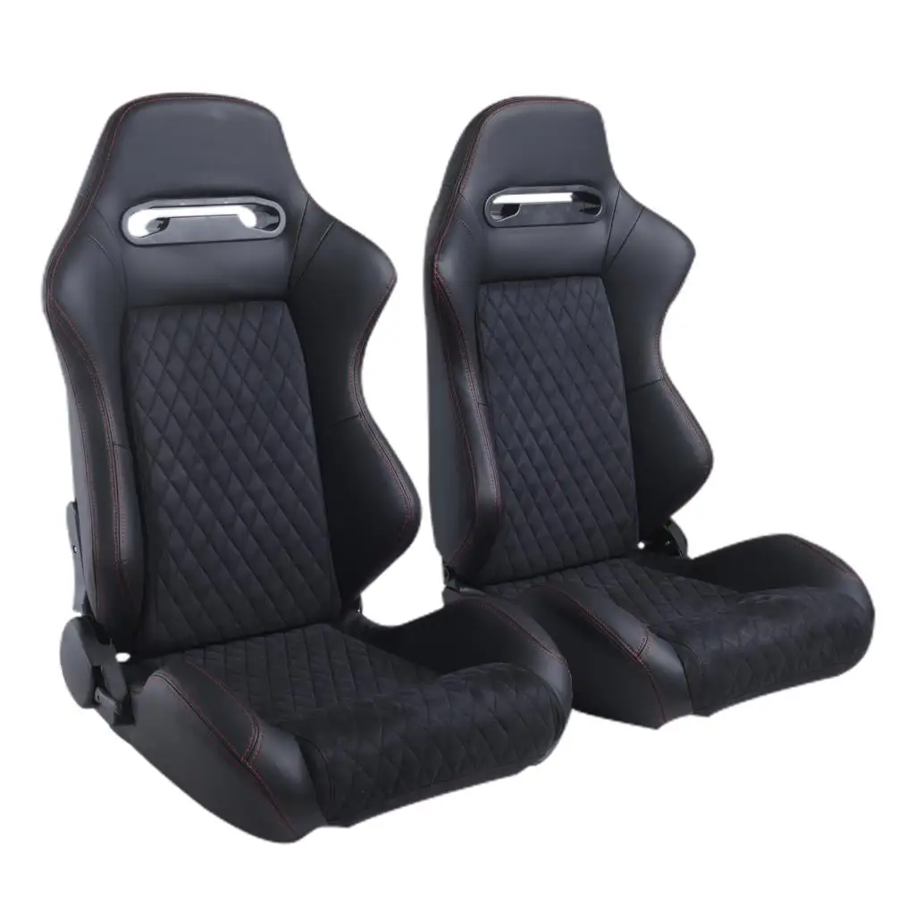 Autofab Reclinable Black Jdm Sport Racing Bucket Seats Slider Red ...