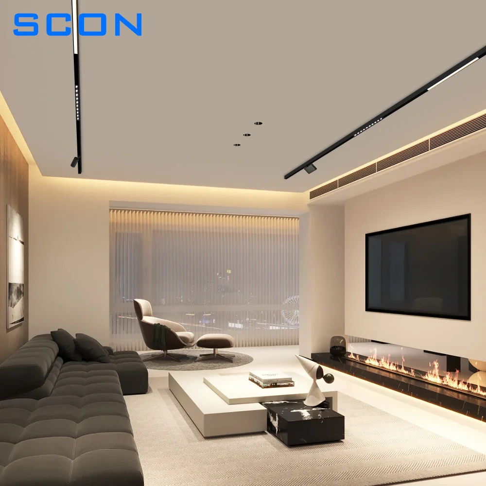 SCON Surface Mounted LED Magnetic Track Light Lamp Aluminum Modern Ceiling Lamps Indoor Rail Lighting System 7W 10W 15W 30W