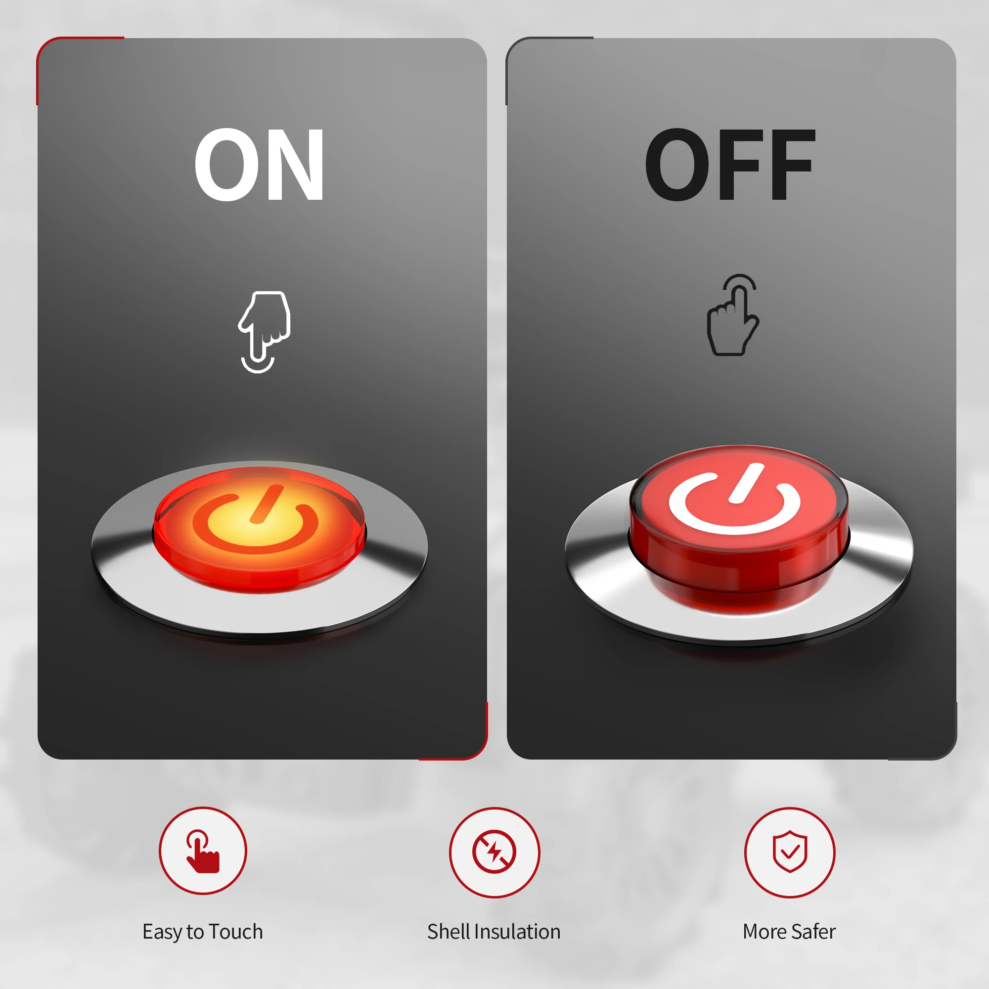 28MM 4Pin Red LED Lighted ON-OFF Push Button Switch the Power Switch Button Start Switch Accessory for Kids Powered Ride