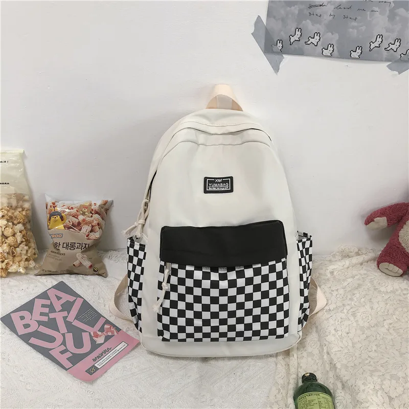 Checkerboard Backpack Female Niche Design School Bag Couple College  Students Ins Fashion Brand Computer Bag 15 Inch Female - Backpacks -  AliExpress
