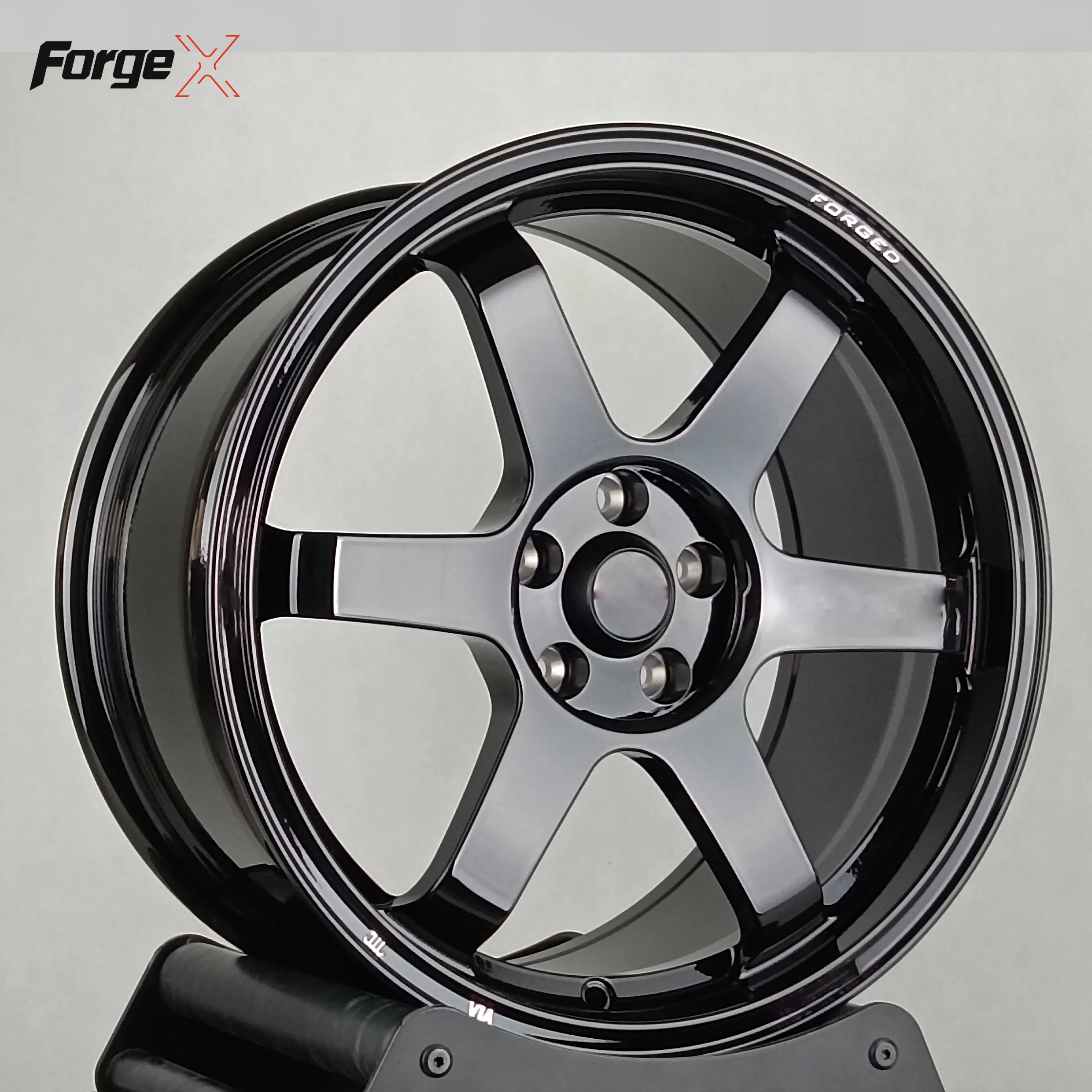 Forgex Gloss Black Car Rims Forged Wheels TE37 17 18 19 20Inch Deep Lip 5x114.3 5x120 for Civic Supra IS BMW M3 M4 Tesla Model Y