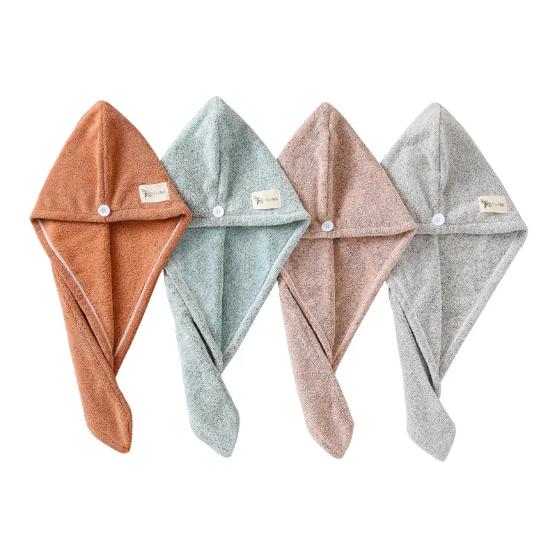Non-compressed microfiber bamboo shower hair head towel for bathroom