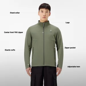 Pelliot Men's 2026 Autumn Stand Collar Softshell Jacket Water-Repellent Windproof Warm Fleece-Lined Outdoor Hiking Clothing Warm