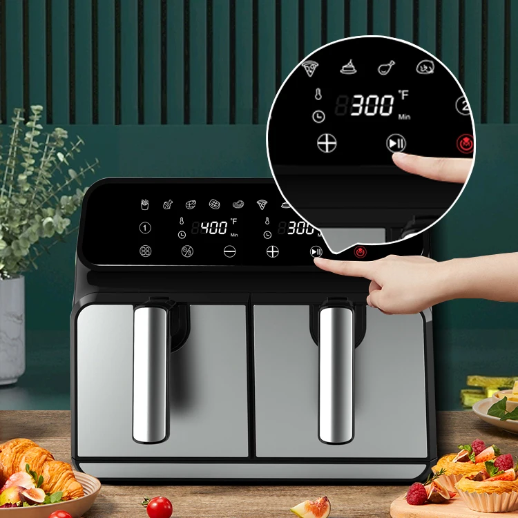 2022 Air Fryer With Double Basket 4l+4l Two Dual Zone 2 Basket Air Pot