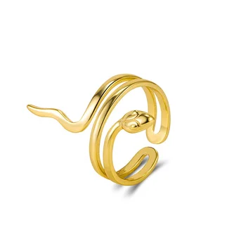 adjustable k gold snake ring in 925 sterling silver