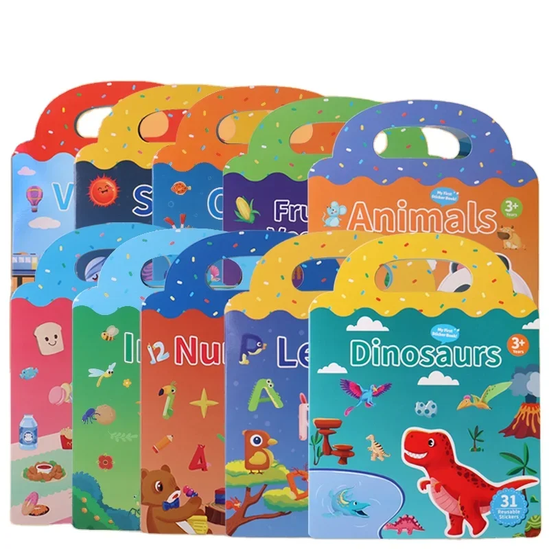 Custom Reusable Educational Learning Toys Sticker Activity Quiet Books Travel Removable Toddler Cartoon DIY Puzzle Game For Kids