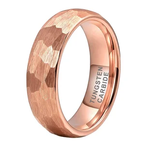 Coolstyle Jewelry 6mm in Stock Dropshipping Rose Gold Hammered Tungsten Ring for Men Women Fashion Engagement Wedding Band