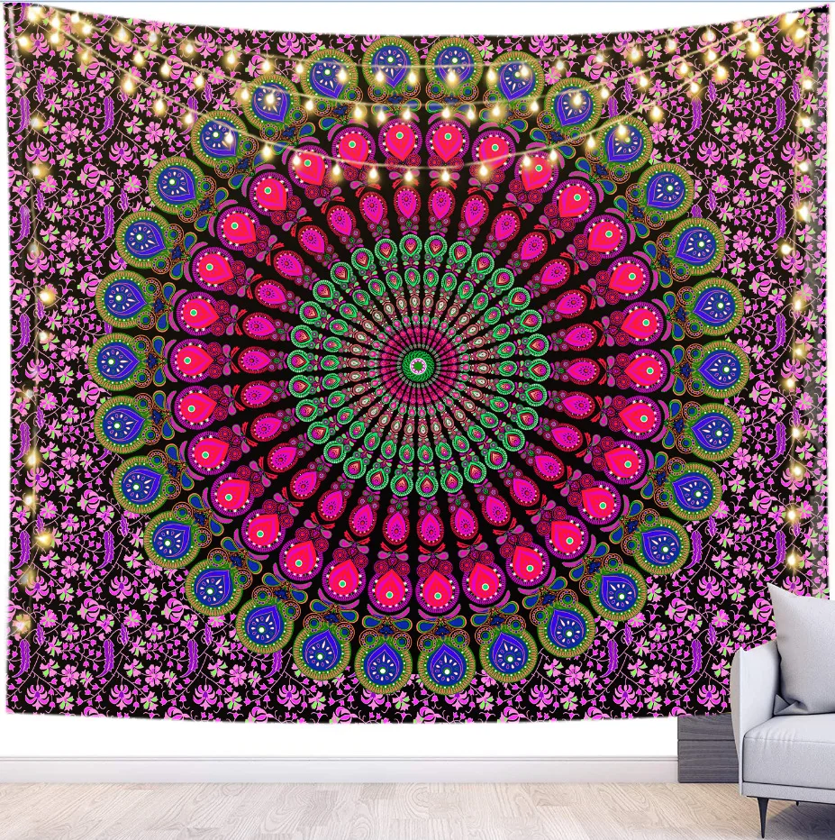 2021 New Design Custom Fabric Polyester India Hippie Decoration Indian Wall Hanging Mandala Tapestry for Living Room