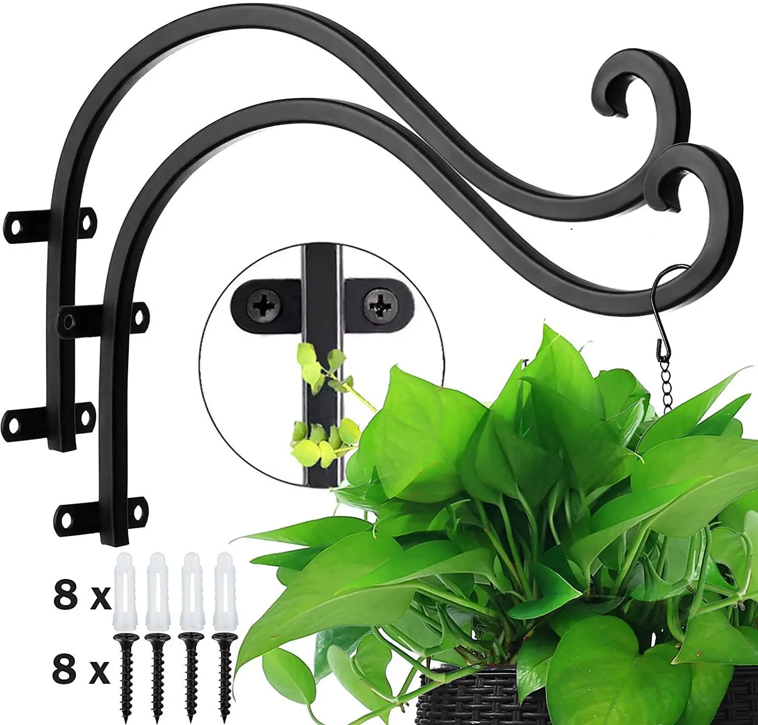 Factory direct thick steel wall hanging pot hook flower frame garden balcony hanging basket frame pot hanging hook