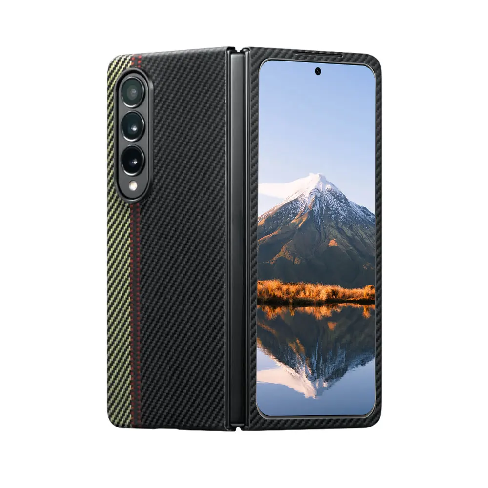 Carbon Fiber Phone Case For Samsung Galaxy Z Fold5 Fold4 Fold3 Fold2 Simple Business Slim Shockproof Cover SJK488 Laudtec manufacture