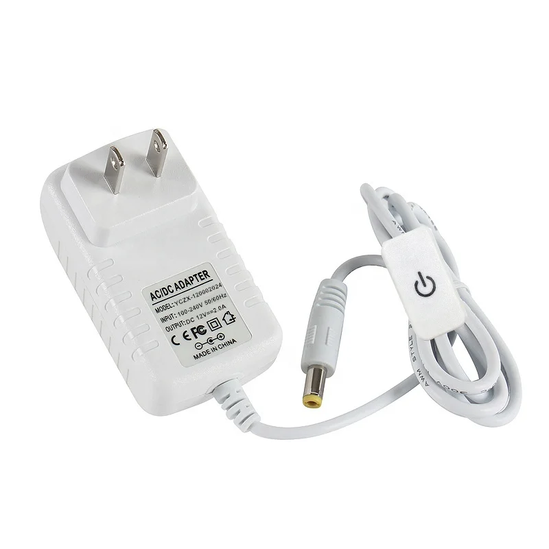 Switching Ac Dc Adaptor 12v 1a 2A 3A Power Adapter with Inline Touch Dimmer Switch  for Christmas Lighting LED Strip