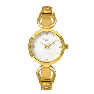 Luxury 32mm Dial Quartz Movement Ronda Brand Sapphire Crystal 3BAR Water Resistance Bracelet Watch Pearl Genuine Diamond