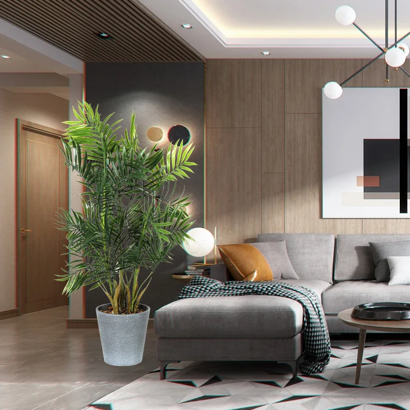 
 Прямая поставка с завода, водонепроницаемые натуральные зеленые декоративные искусственные пальмы, искусственные растения  