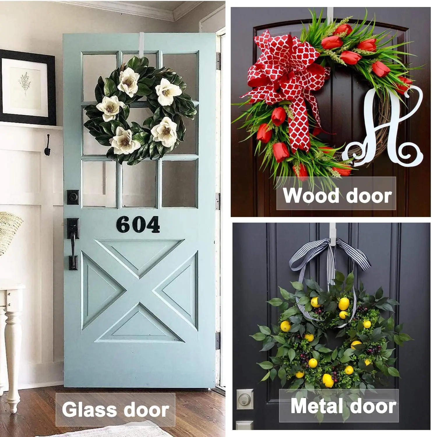 Decorative Metal Wreath Hanger Door Hanger Metal Sleek Over Door Hook