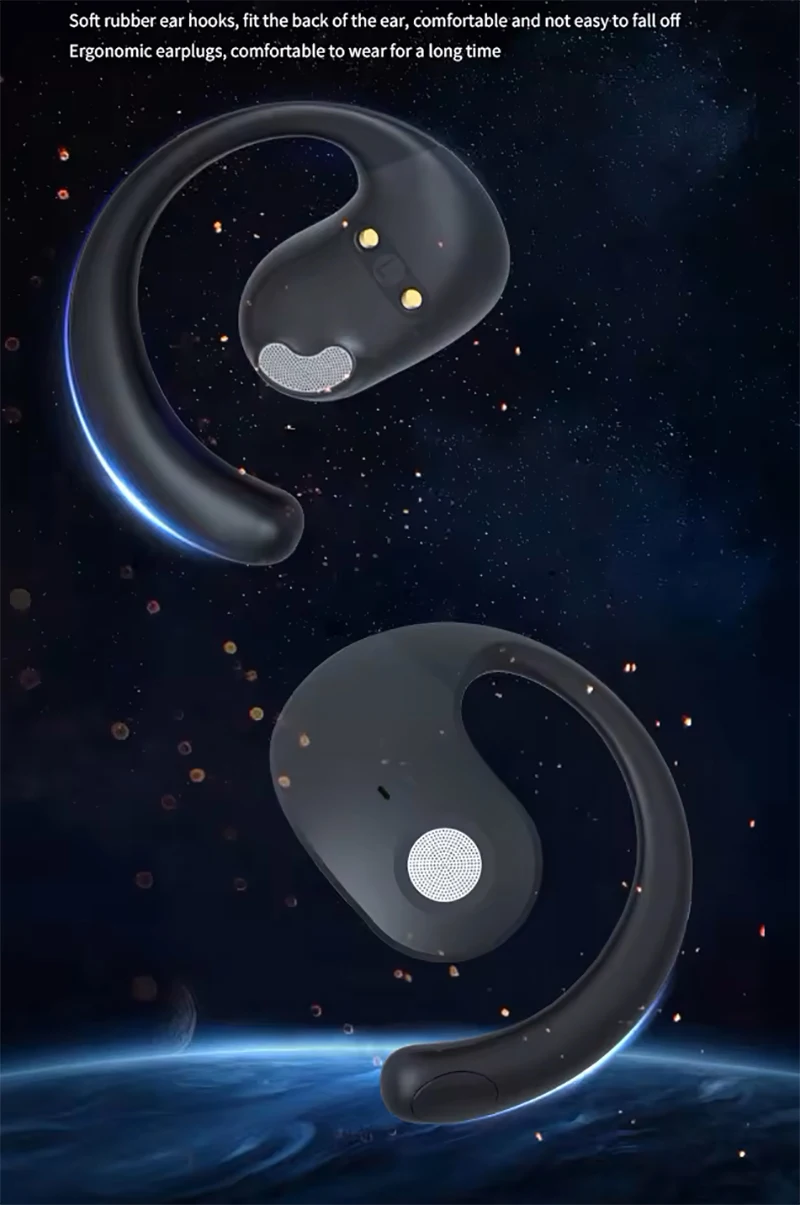 True Wireless Over-Ear Headsets LED Battery Indicator Noise Reduction FM Radio Mini Stereo Earphones Gaming Sports Waterproof