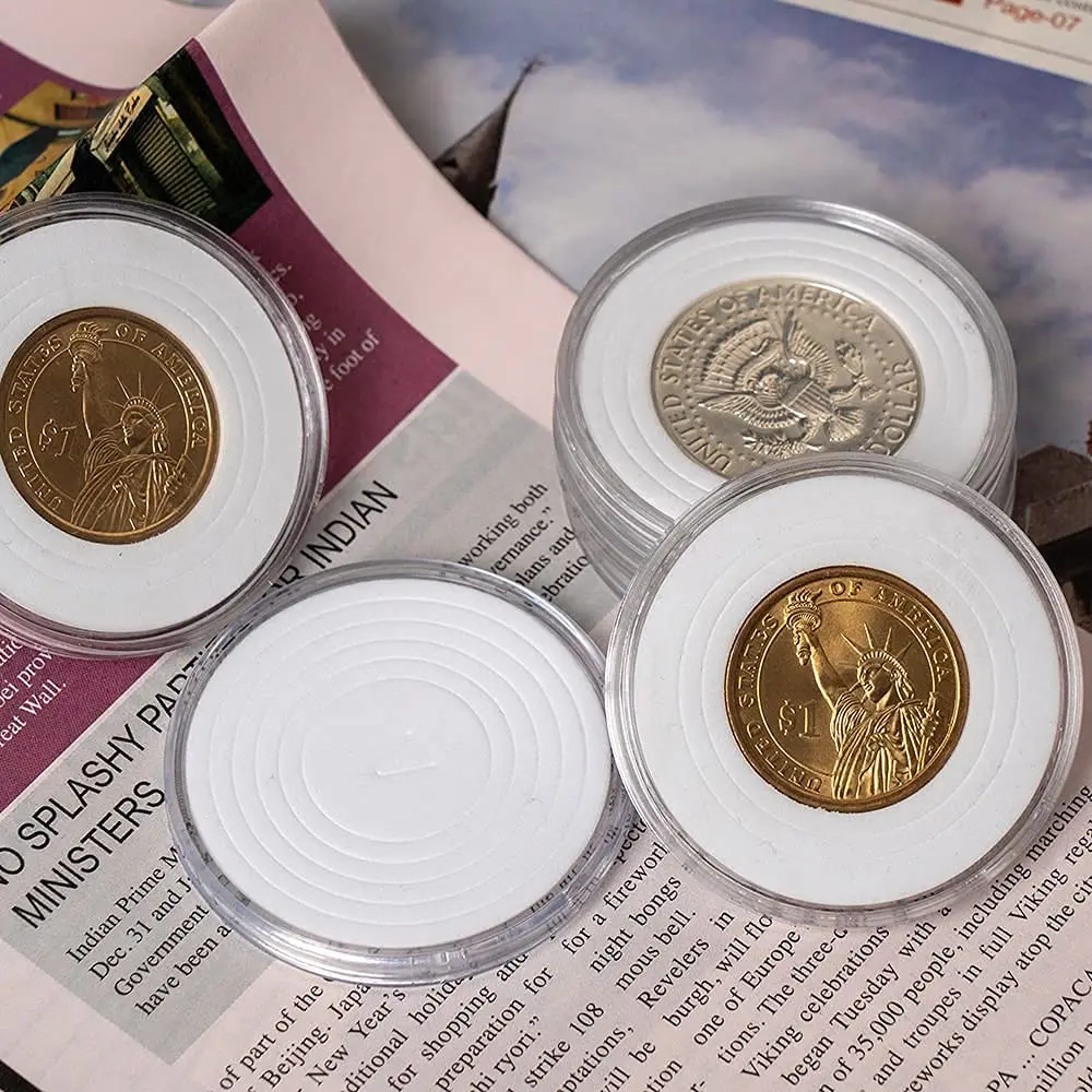 46MM超透明丸型コインアクリルホルダーEVAフォームガスケットコインカプセルスラブすべての一般的なコイン用