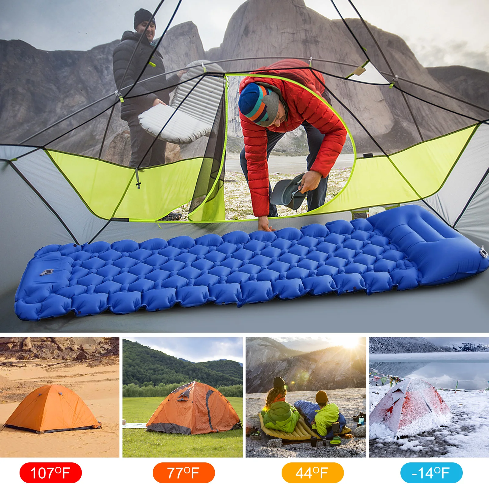 Ultralight Sleeping Pad Portable Camping Mat Inflatable Air Mattress