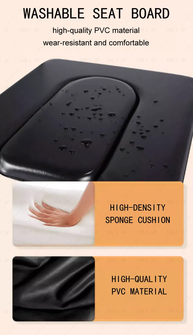 Upholstered Folding Commode Chair With Armrests Adjustable Anti-Skid Shower Chair For Disabled Hospital Patient