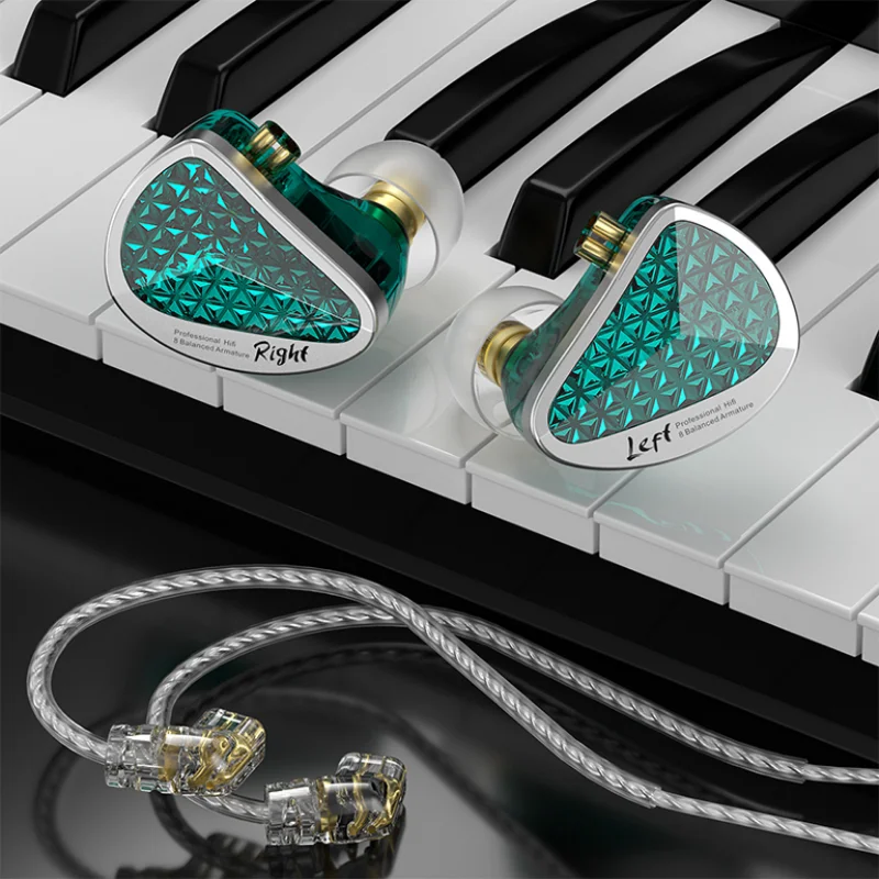 KZ AS16 Pro 8BA Balanced Armature in Ear Wired Earphones HIFI Bass Monitor Headphones Noise Cancelling Metal Headset
