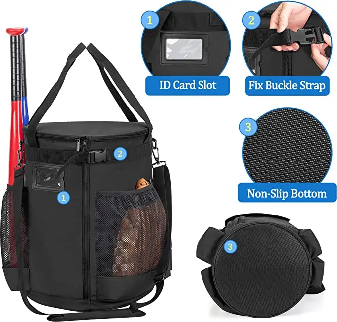 High Quality Softball Bucket Cover Organizer Baseball Coaches Bag 6