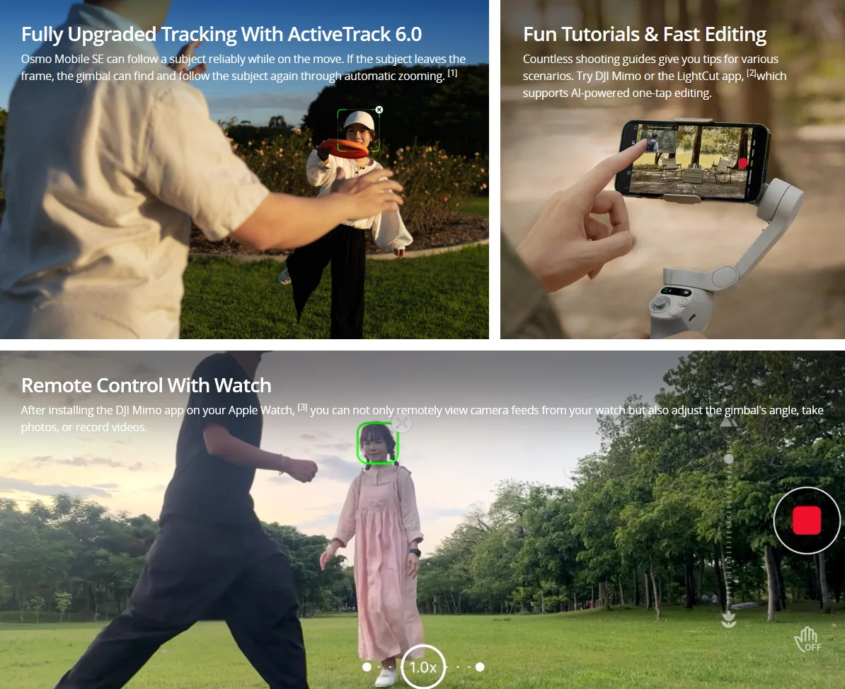 Original Osmo Mobile SE Handheld Gimbal Stabilizer Foldable and More Portable Fun Tutorials & Fast AI Editing