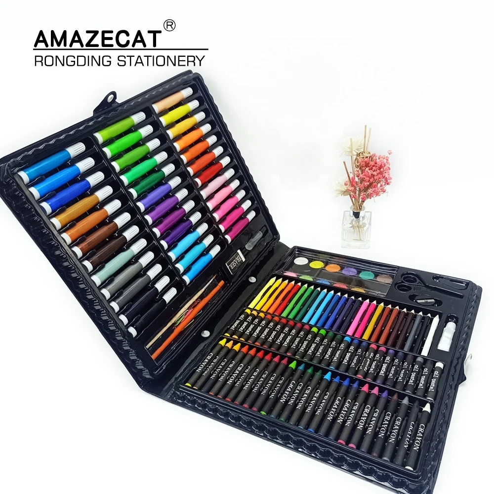 Art Supplies Custom 150pcs Drawing Kit Crayons Oil Pastels Marker Colored  Pencils Watercolor Cakes Art set Kid Painting Set