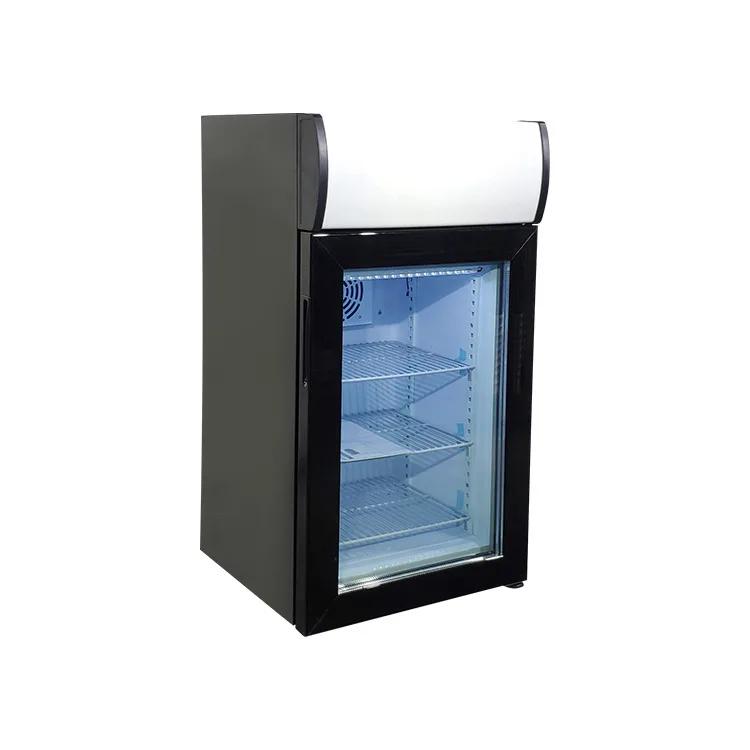 50L Mini Glass Door Freezer Small Table Top/Counter Top Ice Cream Display Freezer