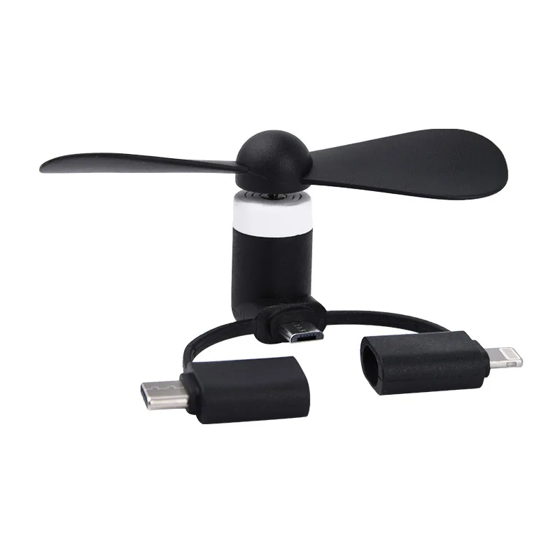 2 in 1 Portable Mini Micro USB Cell Phone Fan Plug and Play For iPhone&Android 