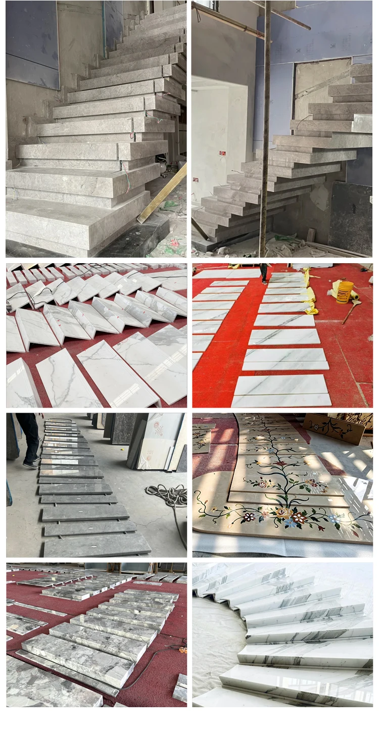 product customized aristone white marble stairs steps interior decoration-5