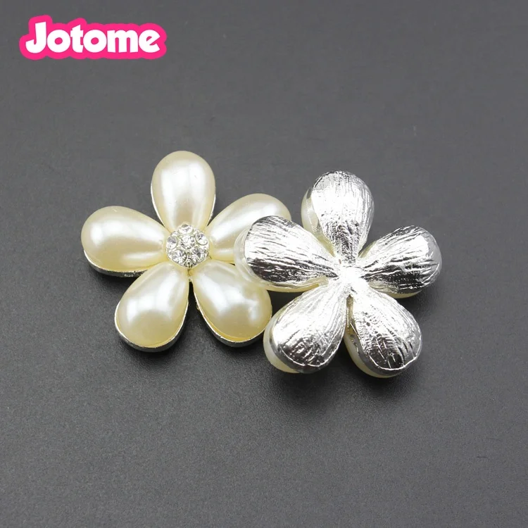 30 mm Pearl Flower Snap Button Luxury Wedding Invitation Decoration Zinc Alloy Metal Plating Technics