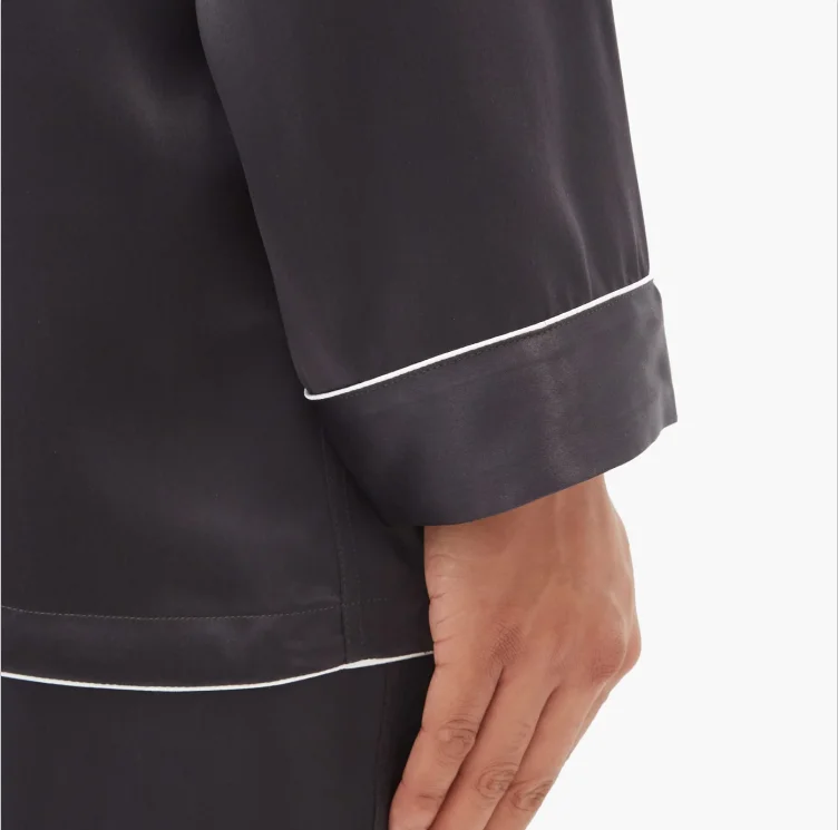 100% Pure Silk Men's Pajamas Luxury Solid Color Silk Sleepwear for Men