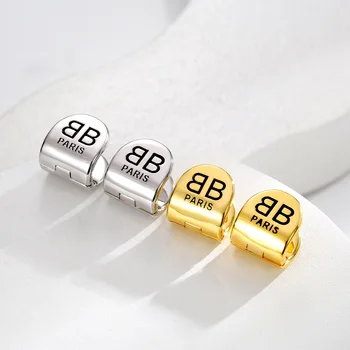Europe and United States Retro Trendy Senior Fashion Simple Brass Earrings with Buckle Wholesale