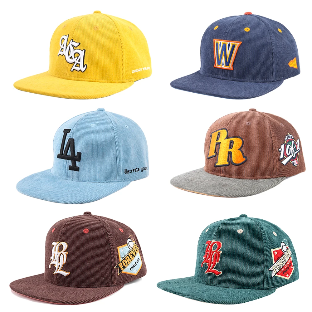 Custom Mens Embroidery 5 Panel Snapback Corduroy Caps Hats - Buy Mens ...