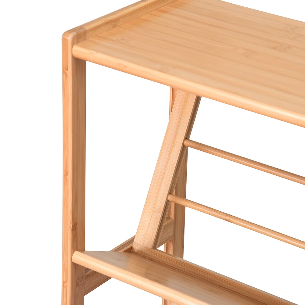 Small Bamboo Bookshelf Magazine Rack Organizer 2 Tiers Bookcase Book