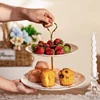 Dense Floral - Bone China 2 Tier Plate Set with Rack