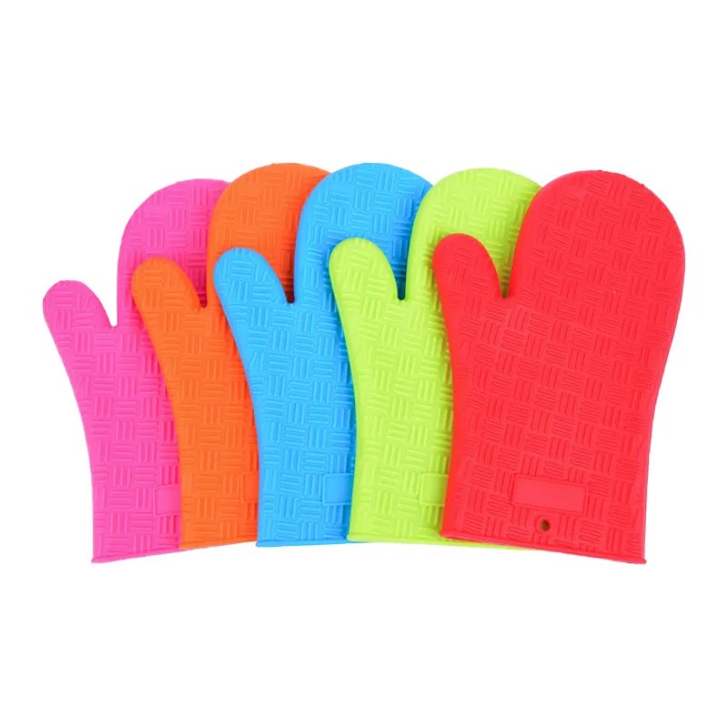 Silicone Pattern BBQ Grill Gloves Flame-Resistant Oven Mitts Chef Cooking Oven Glove with Open Cuff Both Sides supplier