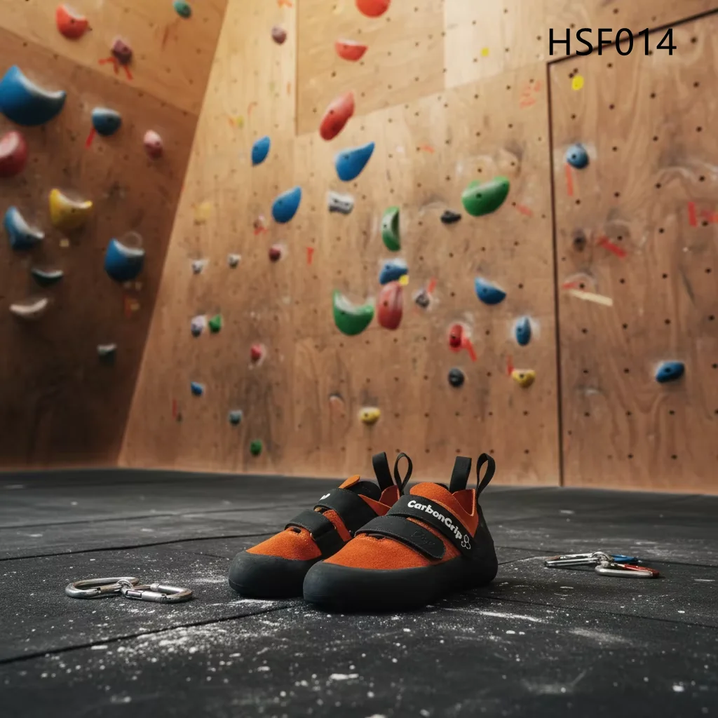 HY,US Popular Anti-Tear Suede Leather Scarlet Color Climbing Shoes Technique Drill High Sticky Kids/adult Rock Shoes HSF014