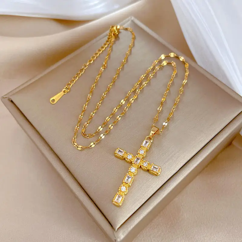 Cross Diamond Necklace Women