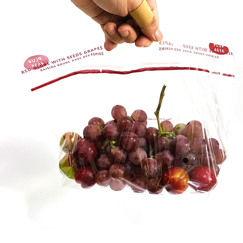 Accept Custom Plastic Fruit Grape Fresh-keeping Packaging Bag Plastic pp Pe Fresh Grapes Ziplock Packaging Bag with air Holes