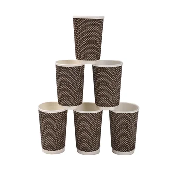 Hot Sale Wholesale Corrugated Craft Disposable Cheap Takeaway8oz 12oz 16oz Triple Wall Customized Design Ripple Paper Cups