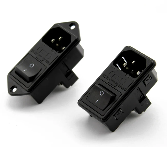 10A 250V AC Power Socket Power Socket with Rocker Switch and Double Fuse Ac Power Socket 3Pin IEC 320 C14 Inlet Connector