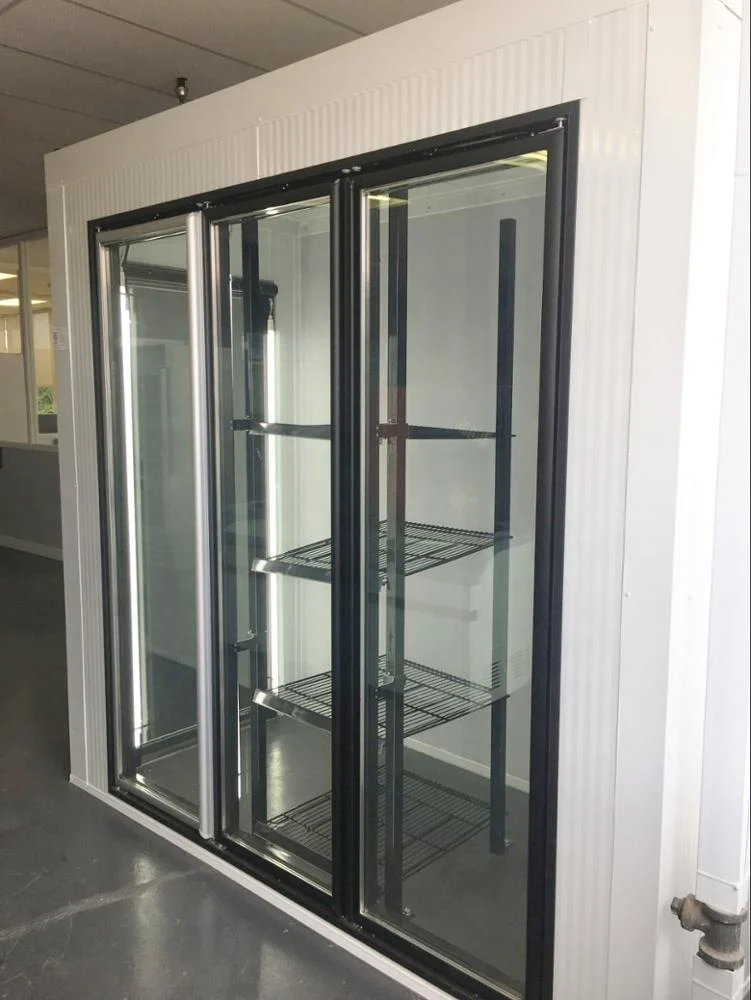 Commercial Refrigeration Walk in Cooler Refrigerator Glass Door With Aluminum Frame