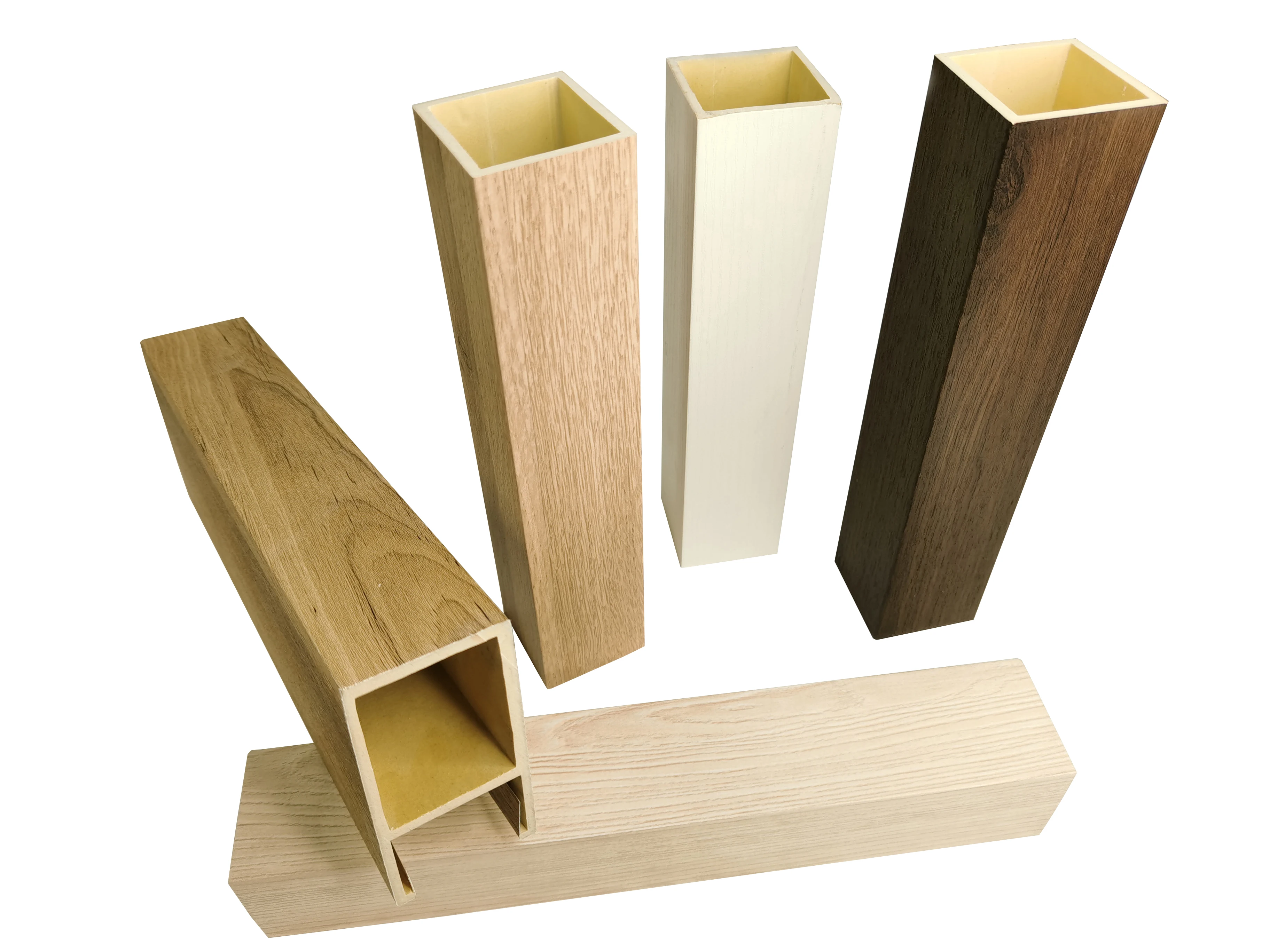 Melinco Interior Decorative Square Tube Partition and Divider Wpc Timber Pvc Tube Faux Beams Plastic Wood Composite Tube
