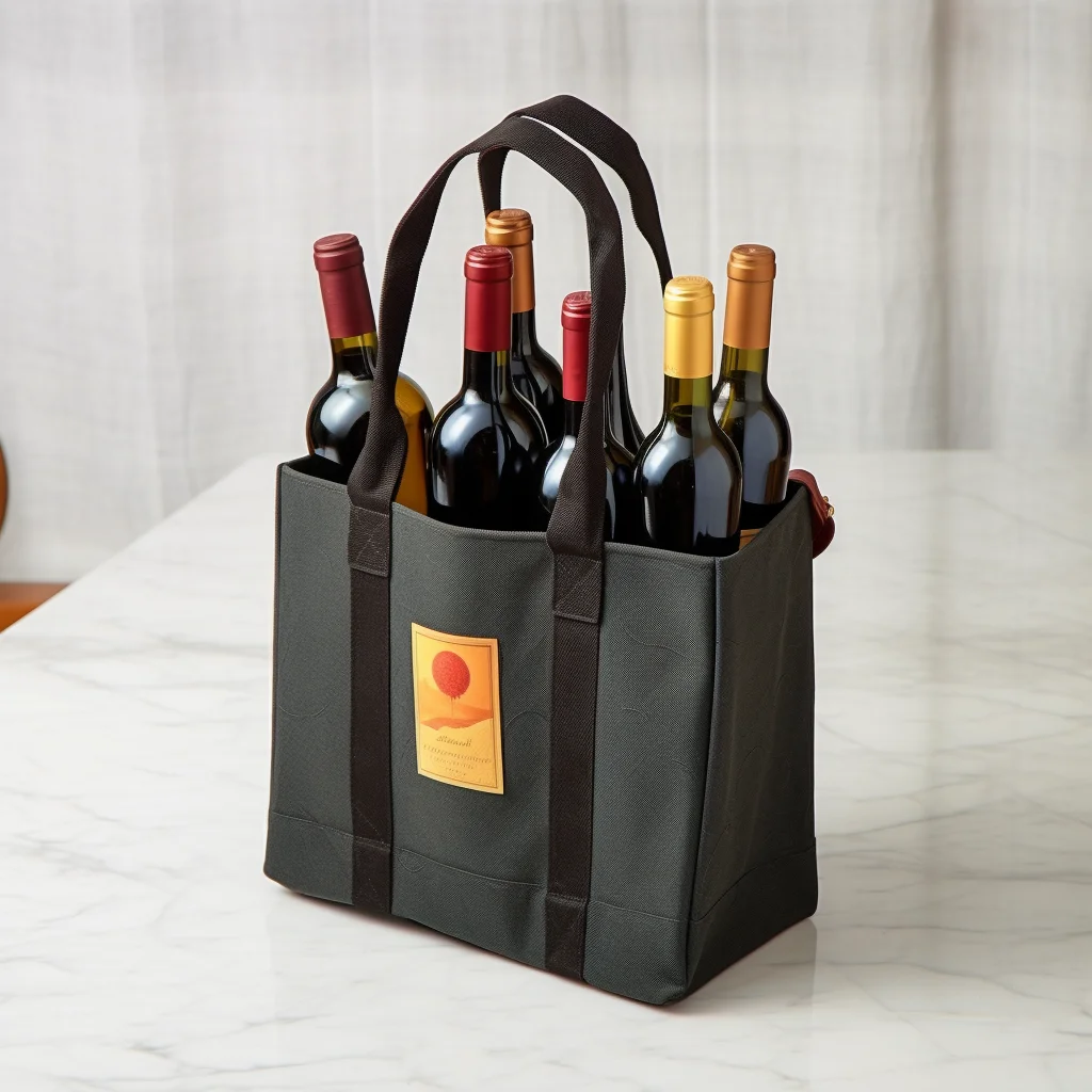 Wholesale Eco Friendly Heavy Duty Reusable 6 Bottles Carrier Non Woven Wine Tote Bag