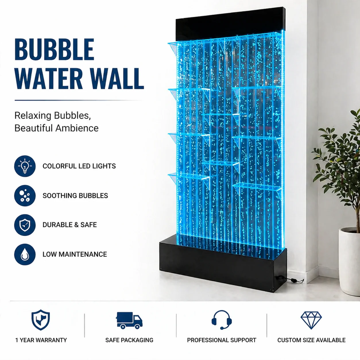 LEDウォーターバブルパネル ホットセール アクリル製水槽バブルウォール ウォーターパネル LED
