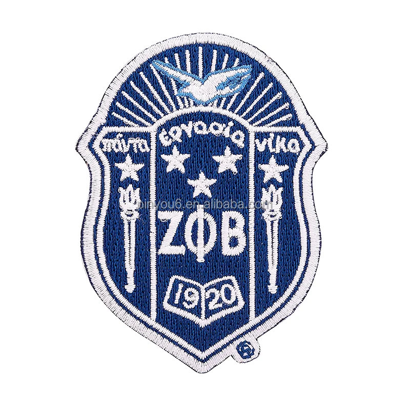 Custom Logo Blue Zeta Phi Beta Iron On Embroidery Chenille Patches ...