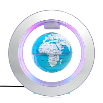 Round shape magnetic levitating floating and continuous rotating world 106mm silver globe