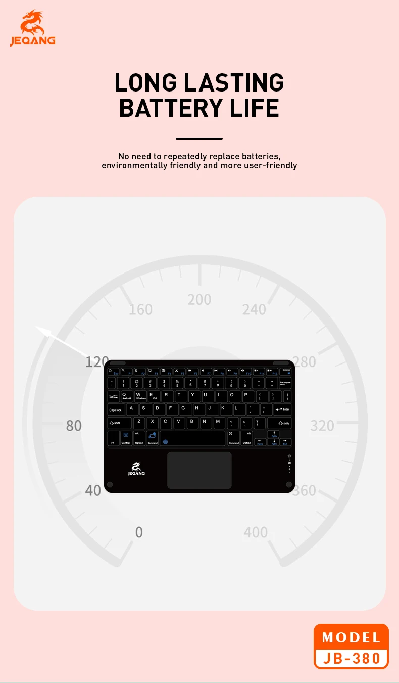 JEQANG JB-380 BT Keyboard with Touchpad Type C Charging Compatible with 3 Systems New Laptop Keyboard