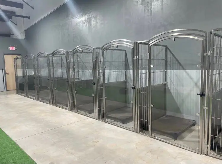 AEOLUS Tempered Glass Stainless Steel Pet Boarding Prefab Commercial Mason  K9 Cove Shoreline Dog Kennel Run